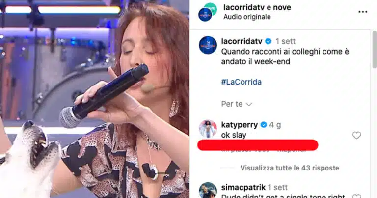 cane canta alla corrida di amadeus kate perry